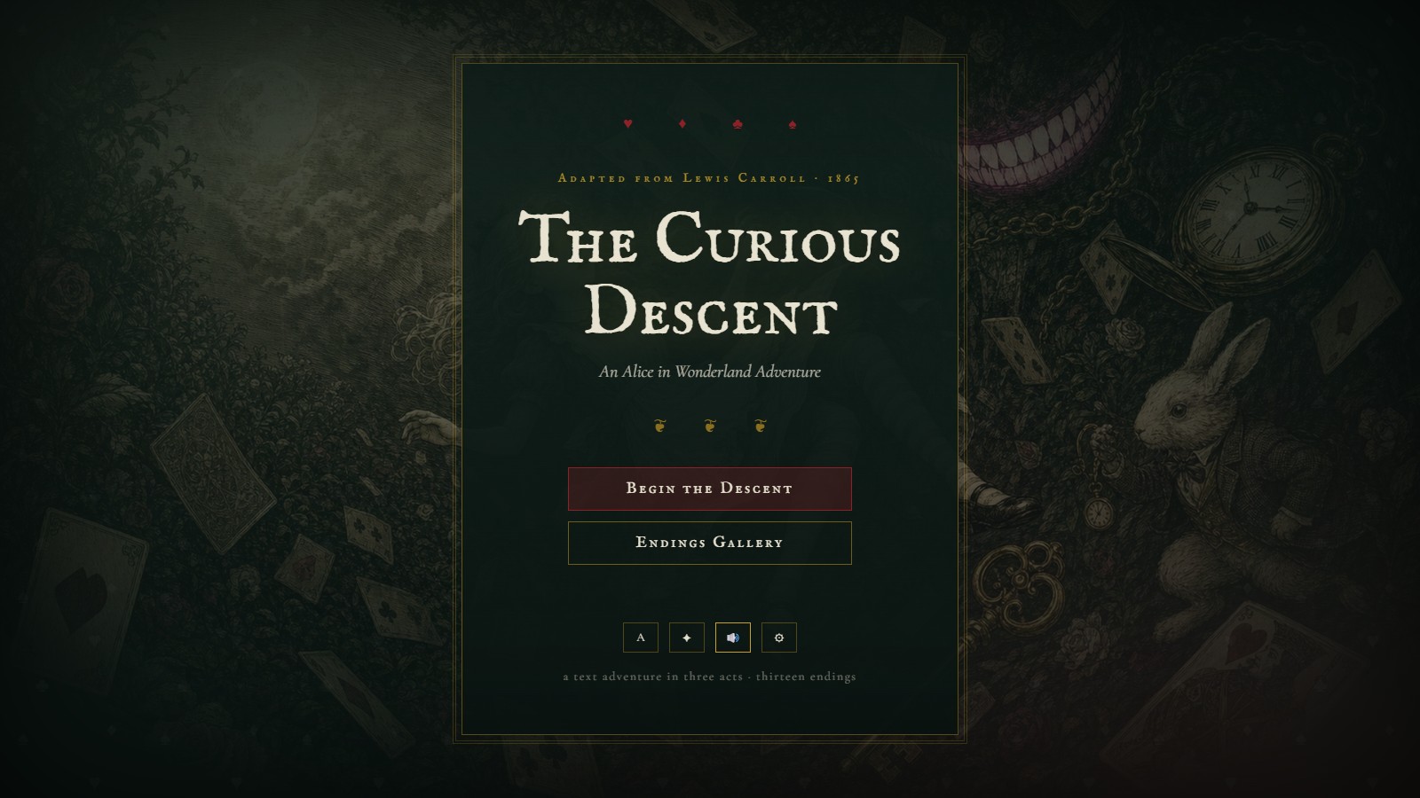 The Curious Descent — title screen