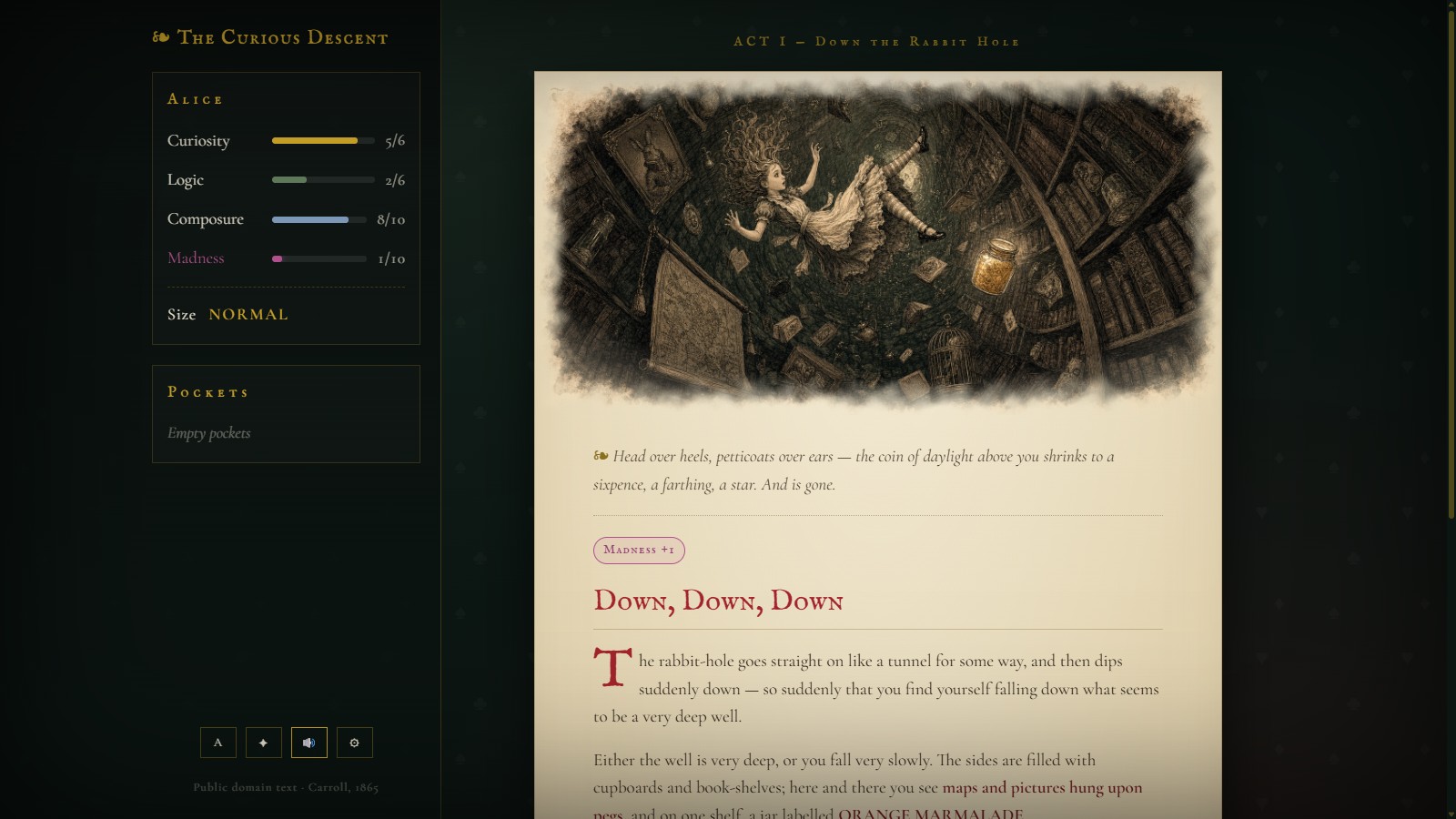 The Curious Descent — a story node